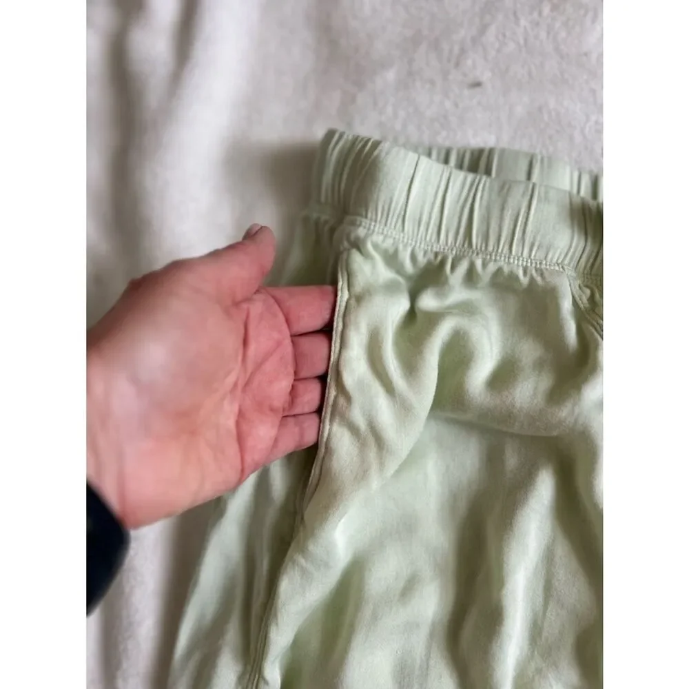 Free People Cropped Drawstring Pajama Pants in Light Sage Lightweight